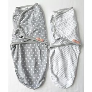SwaddleMe Easy Change Gray White Plus Sign Polka Dot Swaddle Set SM/MED